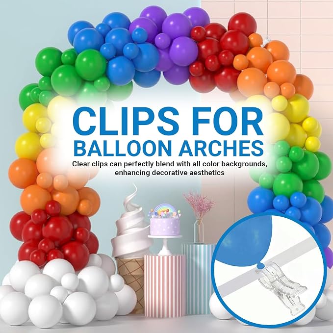 Rosellas 12 Pack Balloon Arch Clips, Plastic Transparent Backdrop Spring Clamps - Image 3