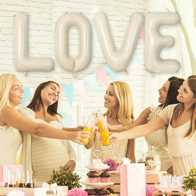 Biapian 40 Inch Love Letter Balloons, Cream Foil Balloons Big LOVE Balloons - Image 5