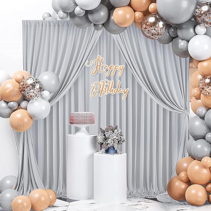 40ft x 10ft Wrinkle Free Silver Backdrop Curtains - Image 5