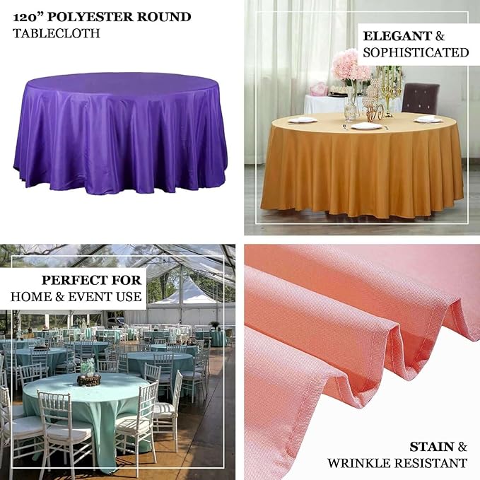 Efavormart Round Tablecloth, 120 Inch Stain & Wrinkle Resistant Washable Table Cloth, Decorative Polyester Fabric Table Cover for Banquet, Wedding, Dining - Nude