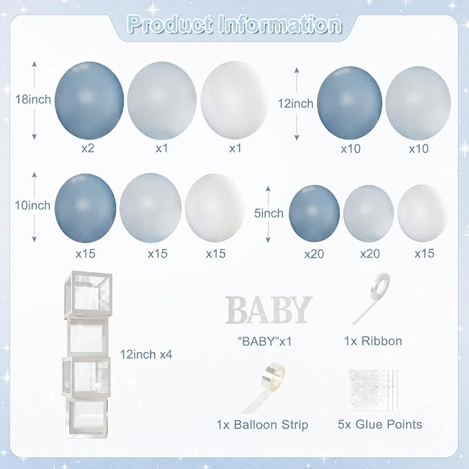 CROSSFINGERS Dusty Blue Balloon Baby Shower Decorations - Image 2