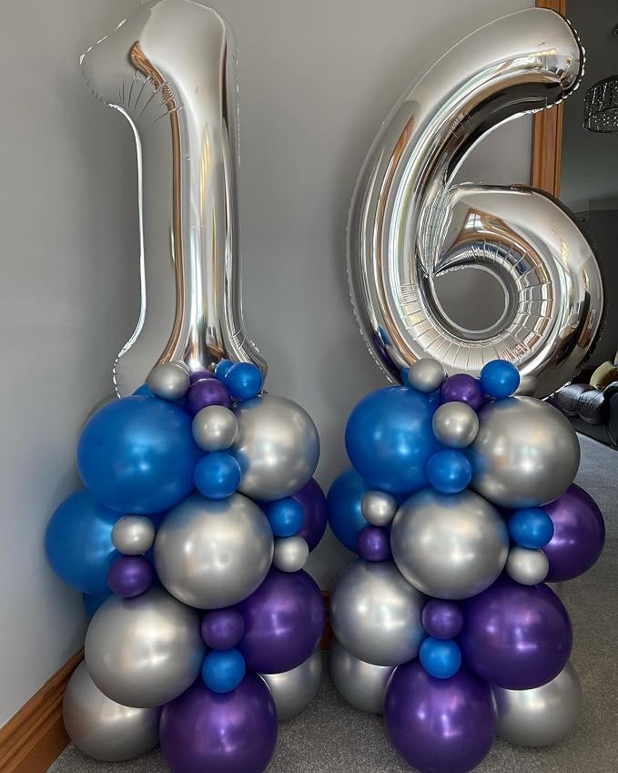 40 Inch Silver 16 Number Balloons Giant 16 or 61 Balloons Silver Birthday 16 - Image 6