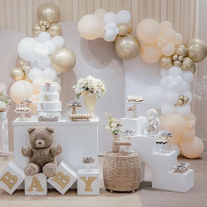 Champagne Gold White Balloons Graduation Balloons Metallic Champagne Nude Cream - Image 4