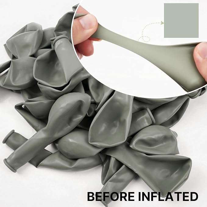 PartyWoo Dusty Green Balloons 50pcs Sage Olive Eucalyptus Green Boho Color | 12 - Image 2