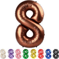40 Inch Number 8 Balloon, Coffee Brown Birthday Decorations by Mluchee