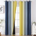 Navy Blue and Yellow Gradient Blackout Curtains by ESTELARTEXTILER