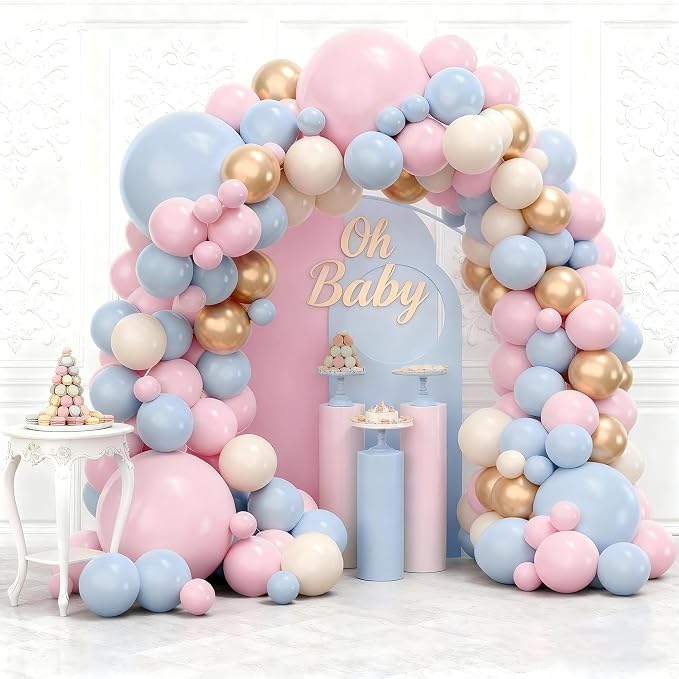 Gender Reveal Balloon Arch Kit, Metallic Gold，Sand, Bachelorette, Baby Shower by Unknown