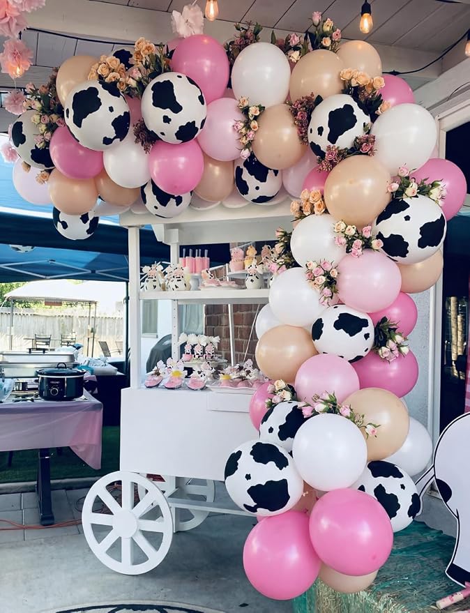 Cow Print Balloons, Pastel Pink, Nude & White Latex Balloon - Image 7
