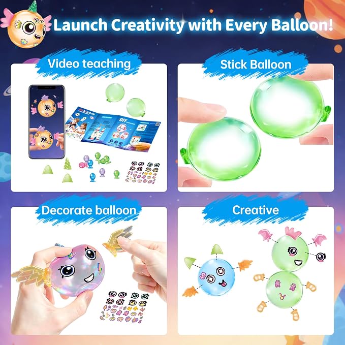 Space Rocket DIY Balloons with Pump, Stickers & Eyes | Sticky Balloon without - Image 5