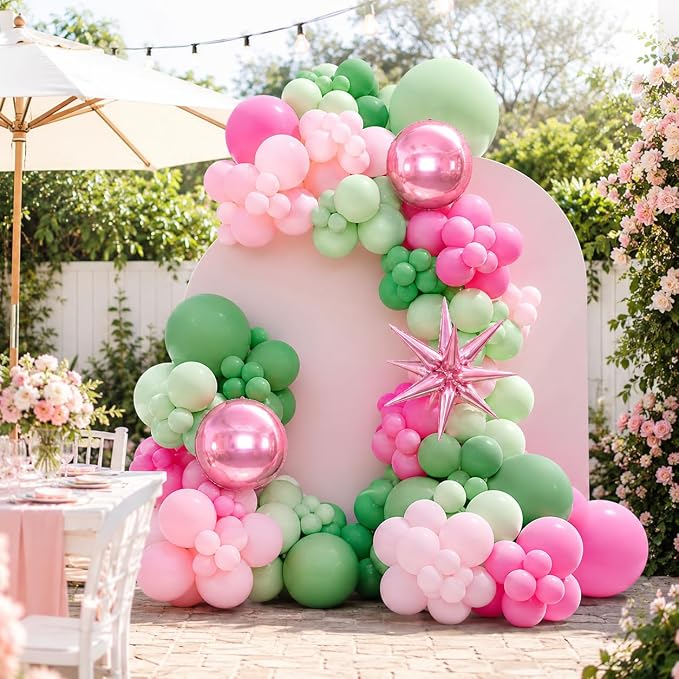 Pink Green Balloon Arch Garland Kit - Image 3