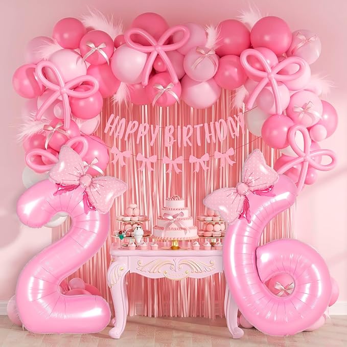 Pink 4 Balloon Number Pink Birthday Decorations - Image 8