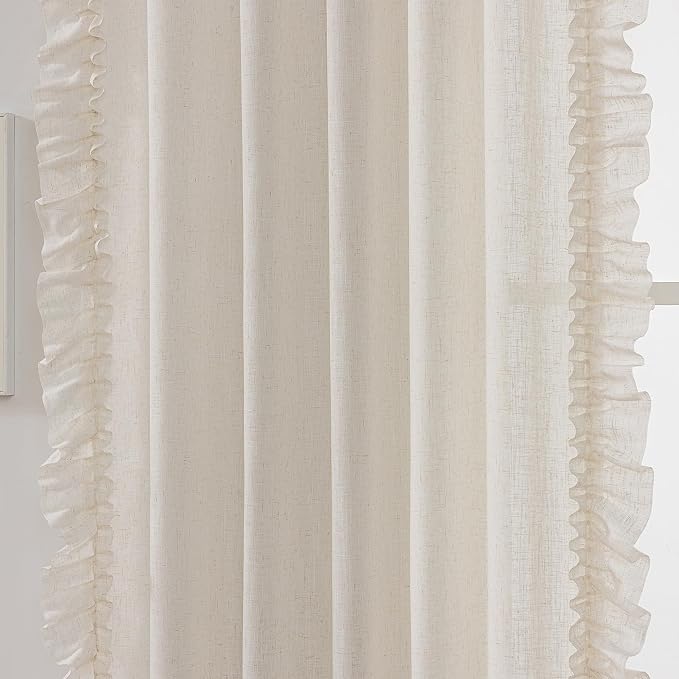 Farmhouse Linen Ruffle Curtains - Image 4