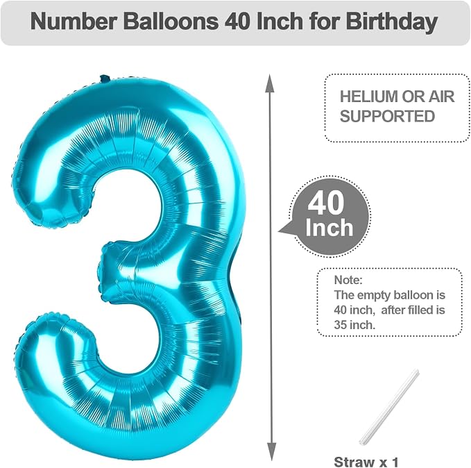 2 Balloon Number 40 Inch Light Blue - Image 5