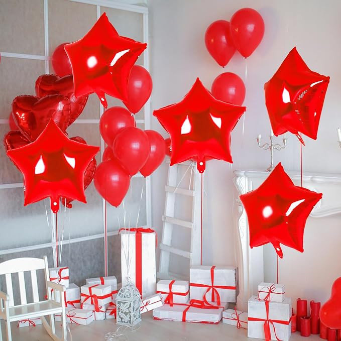 20 Pcs Star Balloons, 18 Inch Red Star Foil Balloons, Stars Shaped Balloon - Image 3
