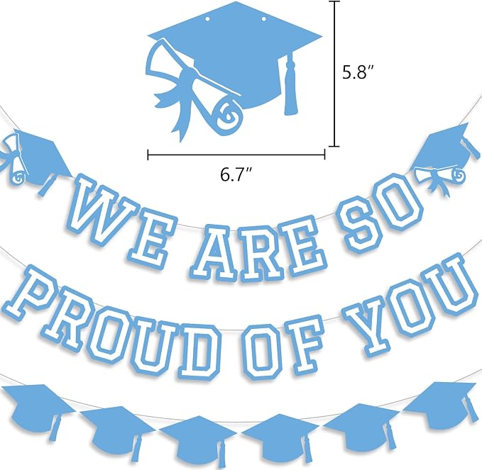 We Are So Proud Of You Banner Graduation Party Decorations Congrats Grad Cap - Image 2