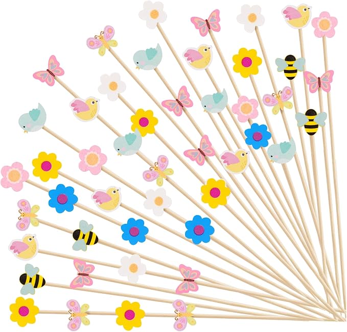 100 PCS Spring Floral Toothpicks by Unknown