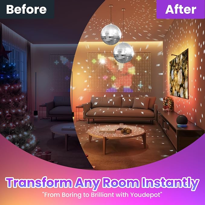 Youdepot 8-Inch Silver Disco Ball 2-Pack Mirror Ball | Hanging Mirror Ball - Image 8