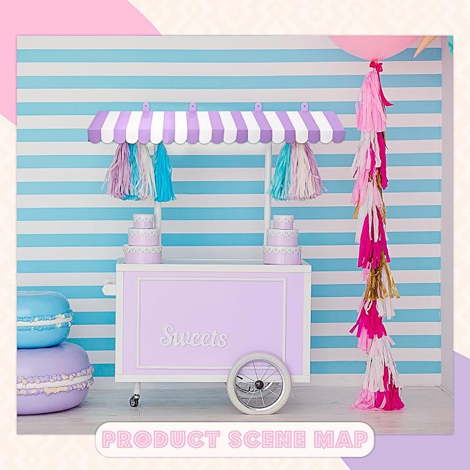 Boao 4 Pack Circus Awning Decoration 3D Stripe Cardboard Awning Carnival Wall - Image 5