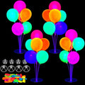 4 Set UV Neon Light up Glow in the Dark Balloon Stand Centerpiece Table by Charnoel