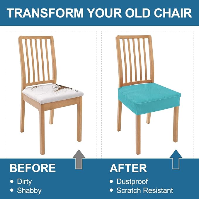 Smiry Waterproof Seat Covers for Dining Room Chairs, No Rear Covers | Stretch - Image 7