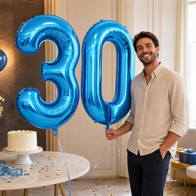 40 Inch Blue Number 3 Balloon, Giant Number Balloons, Birthday Decorations | - Image 5