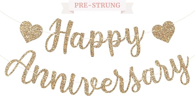 Pre-Strung Happy Anniversary Banner by PerfectOccasion