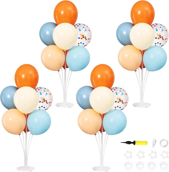 4 Sets Blue and Orange Balloons Stand Kit by ZyloonDecoration