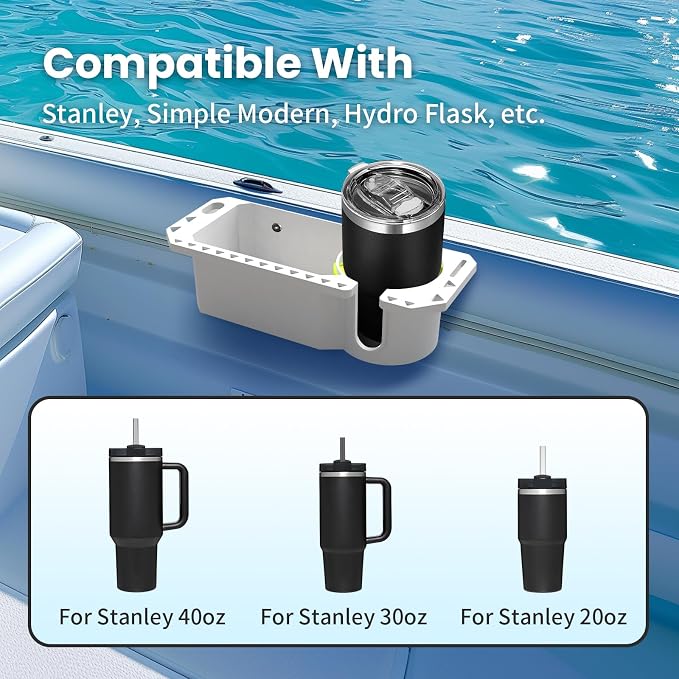 Gocozer Boat Cup Holder with Rubber Tab, Universal Boat Storage Organizer - Image 5