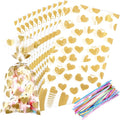 COQOFA 100Pcs 7X12IN Gold Heart Cello Cellophane Treat Bags Gift Party Favor by COQOFA