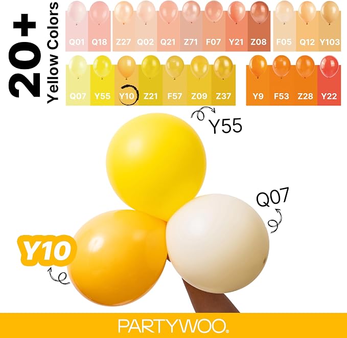 PartyWoo Yellow Mustard Yellow Balloons 155pcs Different Sizes | 18 12 10 5 - Image 4