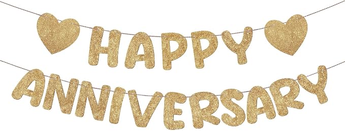 Fulmoon Happy Anniversary Banner Glitter Happy Anniversary Decorations Wedding by Fulmoon