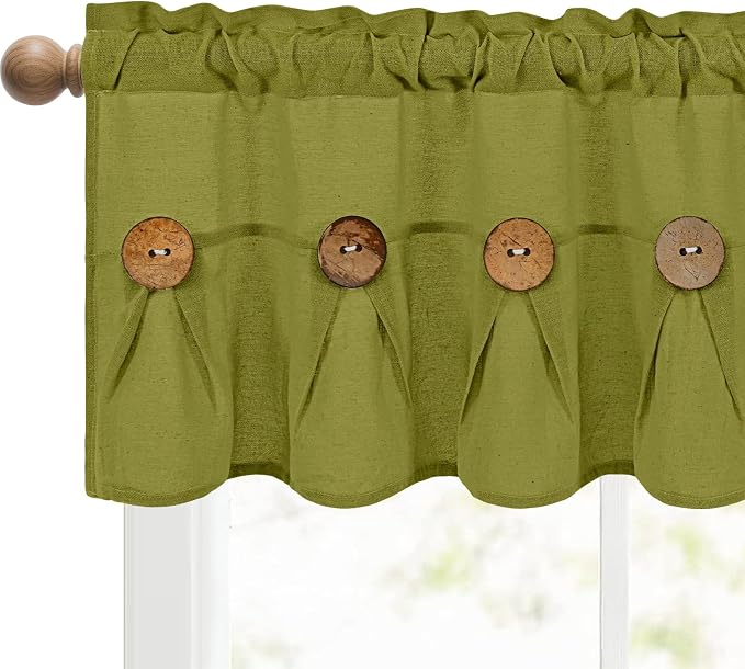 Farmhouse Valance Curtains, Boho Cotton Linen Kitchen Valance, Fresh Green - Image 7