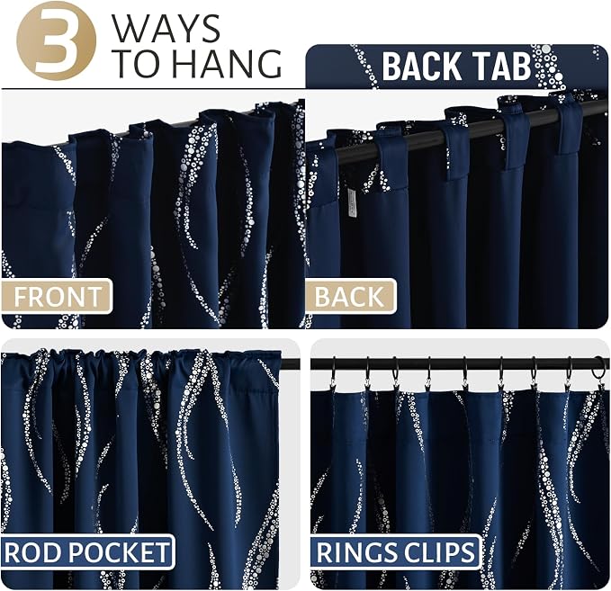 Yakamok Navy Blue Blackout Curtains - Image 5