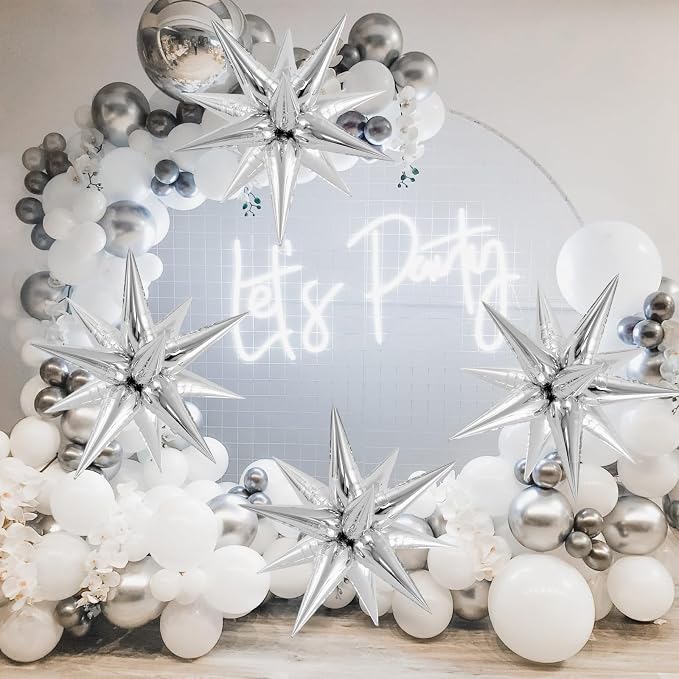 72 Pcs Star Balloons Foil Explosion Balloons Magic 12 Point Star Cone Balloon - Image 2