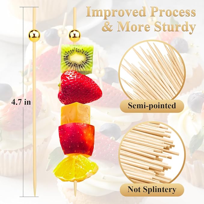 FATLODA 300PCS Cocktail Picks, Wooden Garnish Sticks, Charcuterie Boards - Image 2