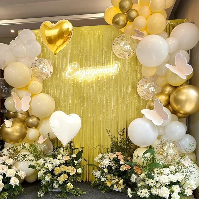 157Pcs Pastel Yellow White and Gold Balloons Garland Arch Kit - Image 7