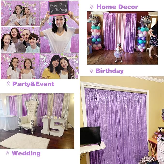 Eternal Beauty Lavender 3mm Sequin Backdrop 4x7 Ft - Image 3