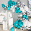 MEBAY Teal Blue Silver White Balloons Garland Arch Kit by MEBAY