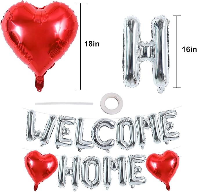 TONIFUL 16 Inch Silver WELCOME HOME Foil Letter Balloons Banner Decoration | - Image 2