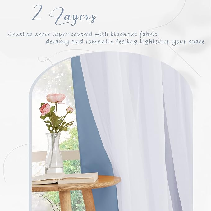 PONY DANCE Curtains for Living Room, 52-inch Wide, Shadow Blue - Image 4