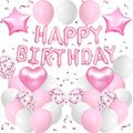 Pink White Birthday Decorations by BTZO