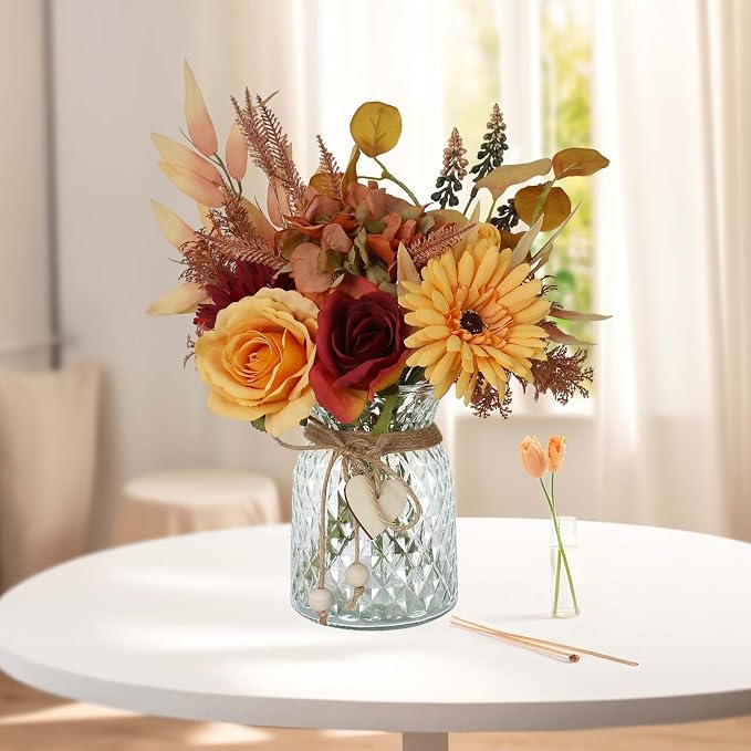 Leftover Fake Fall Flowers in Vase, Fall Flower Arrangements, Floral Arrangement - Image 4