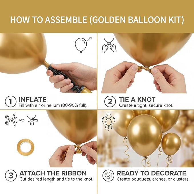 40pcs Metallic Gold Balloons 12 Inch, Shiny Chrome Gold Balloons | Balloons - Image 3