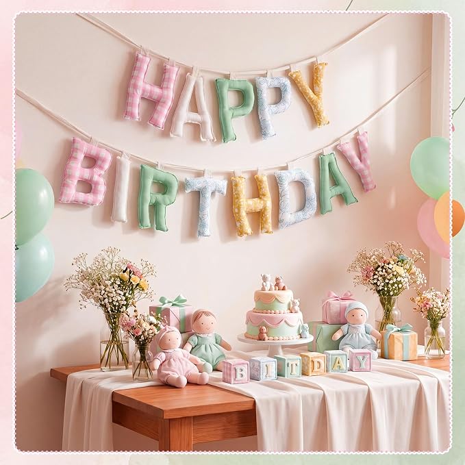 Pre-strung Happy Birthday Banner Sign Reusable Felt Happy Birthday Garland - Image 5