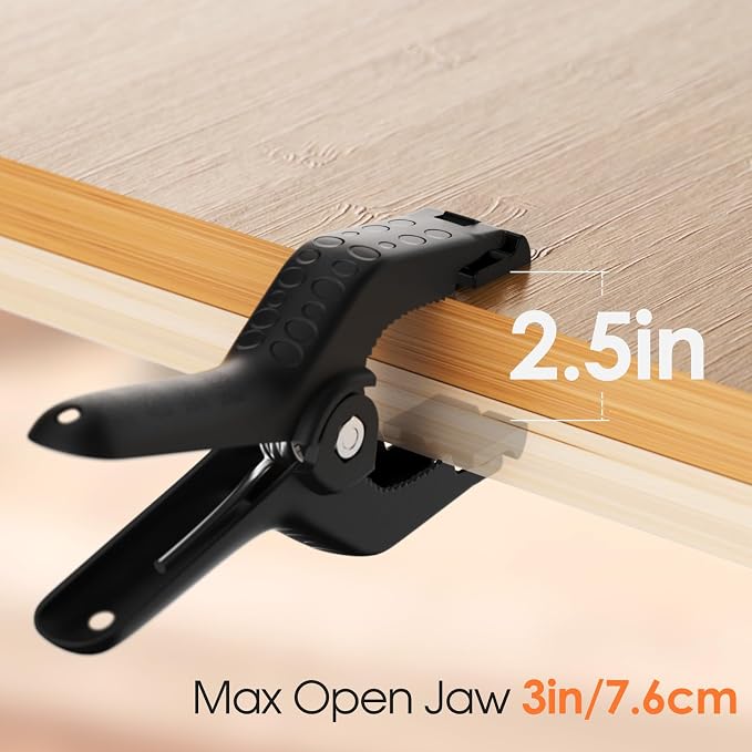 Spring Clamps Heavy Duty, 6in Plastic Backdrop Clips, 6 Pack Black | Strong - Image 3