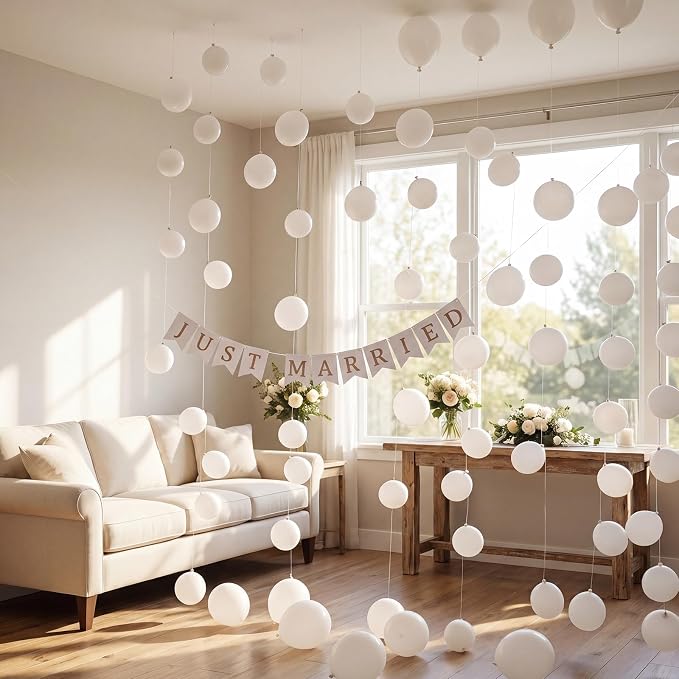 120 Pcs Wedding DIY Floating White Balloon Wall Garland Kit 5 Inch Balloons - Image 3