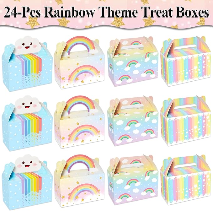 12 Pack Rainbow Gift Boxes Party Favors Cloud Pastel Birthday Goodie Treat - Image 3