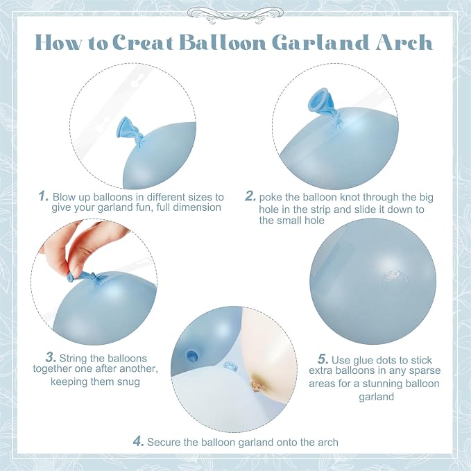 Dusty Blue Gold Balloon Garland Arch Kit - Image 6