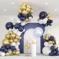 136pcs Navy Blue Gold White Balloons Arch Kit, 18 12 10 5 Inch Balloons | by ZizasAry