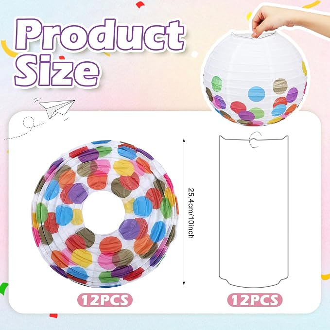 12 Pcs 10 Inch Hanging Paper Lanterns Party Decorations Pastel Classroom Decor - Image 3